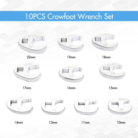 Trusa 10 chei Crowfoot 10-22mm pentru patrat 3/8" pe suport din spuma [4]
