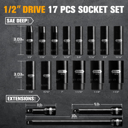 Trusa chei impact cu prelungitoare 1/2" [4]