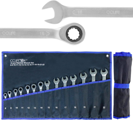 SCULE AUTO - Set de 14 chei combinate fixe si cu clichet reversibil 8-22mm