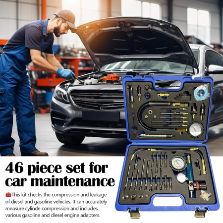 Trusa 46 piese de compresie  pentru motoare diesel si benzina, tester de pierdere a presiunii [1]