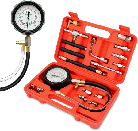 SCULE - Trusa de verificat presiunea de combustibil 0-140PSI (10 bari), 19 piese