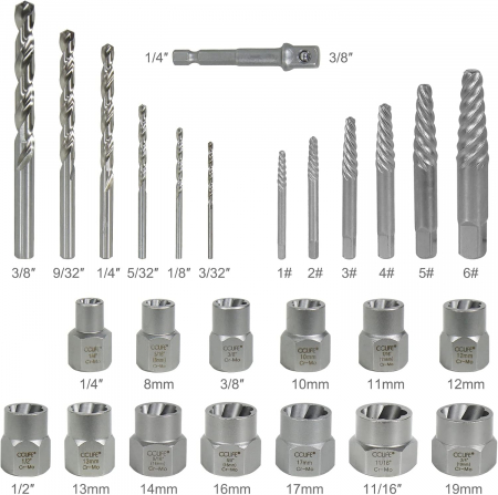 Trusa extractoare 3/8" pentru piulite si suruburi deteriorate 8-19mm 26 piese [5]