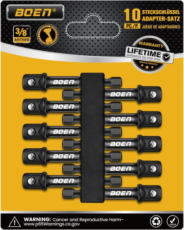 SCULE - Set 10 adaptoare patrat 3/8 cu bila si hexagon 1/4