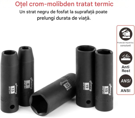 Trusa de 19 tubulare cu impact cu prelungitoare– 1/2'' 8-24mm [1]