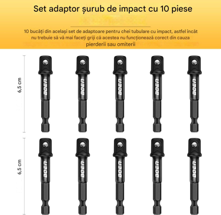Set 10 adaptoare patrat 3/8 cu bila si hexagon 1/4 [1]