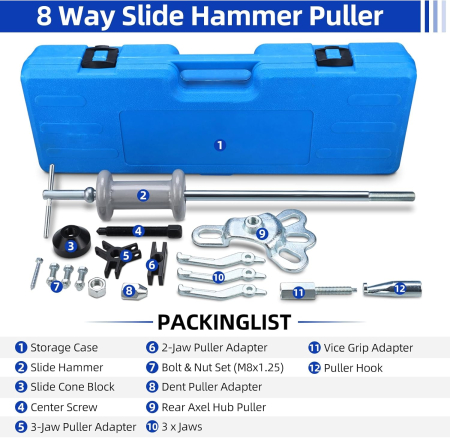 Trusa demontare rulmenti, butuci, tamburi cu ciocan culisant 12 piese [1]