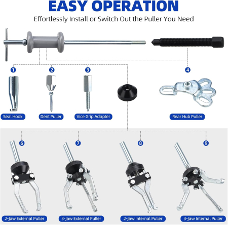 Trusa demontare rulmenti, butuci, tamburi cu ciocan culisant 12 piese [2]