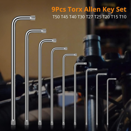 Set 9 bucati imbusuri stea T10 T15 T20 T25 T25 T30 T40 T50 T50, torx-uri din otel-vanadium [6]