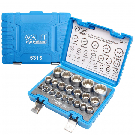 SCULE - Trusa tubulare bihexagonale cu 12 colturi 1/2 8-36mm 21 piese