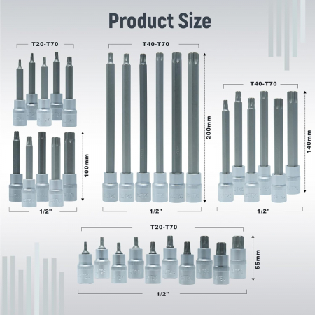 Trusa tubulare cu capete torx 32 piese T20-T70 [2]