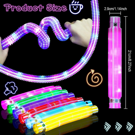 Tuburi strălucitoare cu LED, extensibile, multicolore din plastic- set 12 bucati [1]
