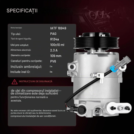 Compresor Aer Condiționat Opel Astra J / Meriva B, 12V, Fulie 109 mm, R134a, OE 13271266 [5]