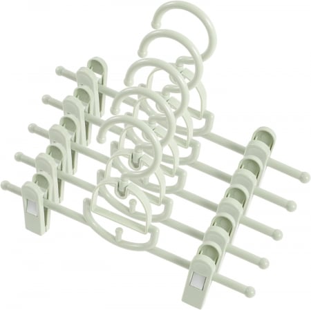 Umerase pentru haine si suporturi - Umerase din plastic cu cleme pentru pantaloni sau fuste, set 5 bucati verzi