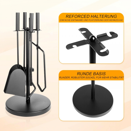 Ustensile cu suport pentru curatare semineu, set 5 piese negre [3]