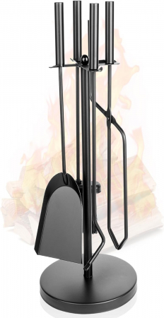Accesorii sobe si seminee - Ustensile cu suport pentru curatare semineu, set 5 piese negre