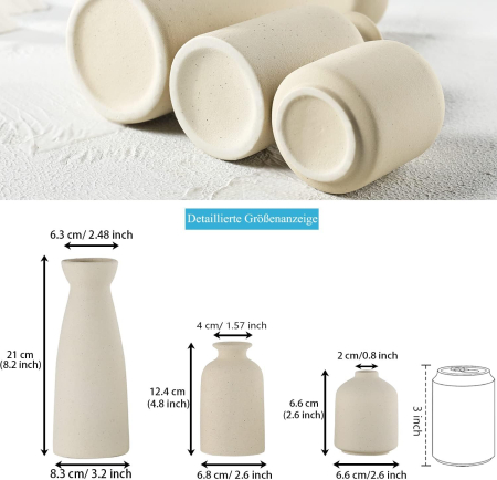 Set de 3 vaze ceramice bej [3]
