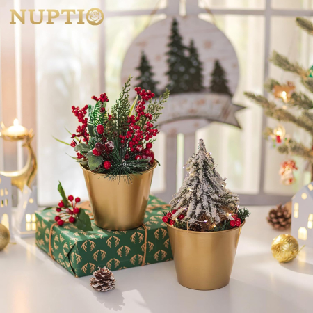 Vaze de flori metalice aurii de 12.5 cm, set  2 bucati [2]