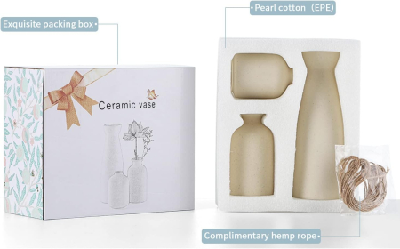 Set de 3 vaze ceramice bej [2]