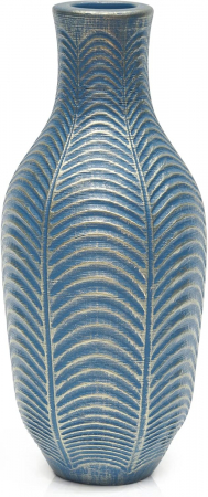 Vaze si boluri decorative - Vaza de flori inalta 27.8 cm, albastra cu model minimalist