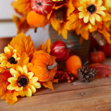 Flori ornamentale artificiale, floarea soarelui, artar, dovleci [4]