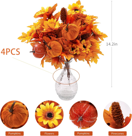 Flori ornamentale artificiale, floarea soarelui, artar, dovleci [1]