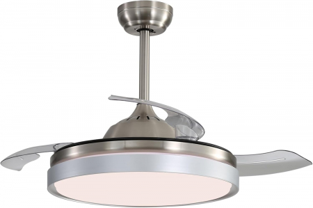 LAMPI PLAFON - Ventilator de tavan cu lumină LED reglabilă în 3 culori și telecomandă, motor silențios reversibil DC cu 6 trepte