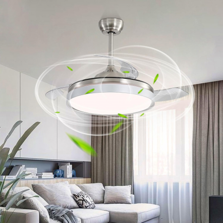 Ventilator de tavan cu lumină LED reglabilă în 3 culori și telecomandă, motor silențios reversibil DC cu 6 trepte [1]