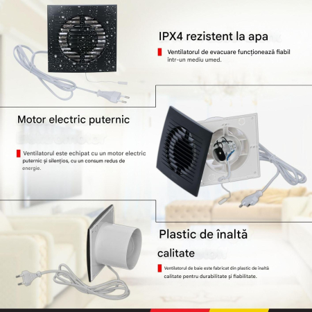 Ventilator baie de 100 mm cu cablu de tragere și ștecher [5]