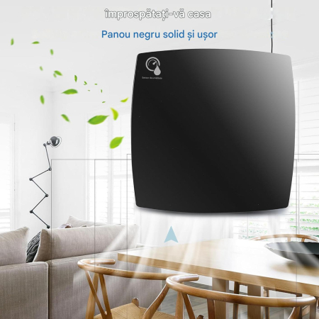 Ventilator baie de 100 mm cu senzor de umiditate si temporizator, functionare silentioasa, consum redus de energie, negru [3]
