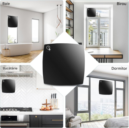 Ventilator baie de 150 mm cu senzor de umiditate si temporizator, functionare silentioasa, consum redus de energie, negru [3]