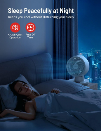 Ventilator de masă cu cronometru de 8 ore, înclinare de 90 de grade, 3 viteze, Ecran LED, Touch Control [5]