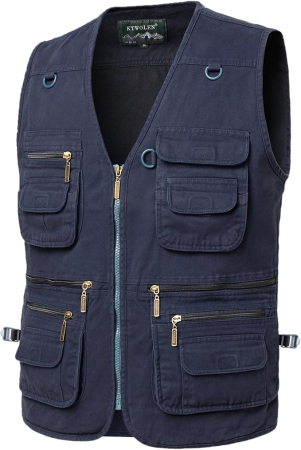 Vesta albastra din denim, cu fermoar si buzunare pentru iesiri in natura, 3XL [1]
