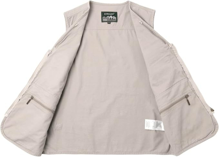 Vesta crem din denim, cu fermoar si buzunare pentru iesiri in natura, 5XL [3]