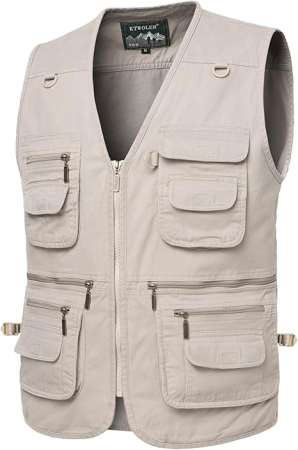 Vesta crem din denim, cu fermoar si buzunare pentru iesiri in natura, 5XL [1]