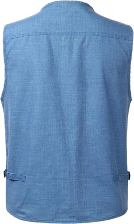 Vesta albastra din denim, cu fermoar si buzunare pentru iesiri in natura, 3XL [2]