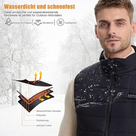 Vesta neagra usoara, respirabila, cu sistem incalzire, 2XL [3]