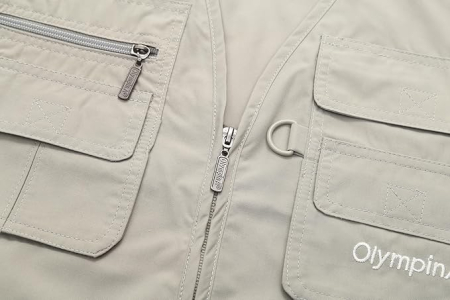 Vesta din denim, cu fermoar si buzunare pentru iesiri in natura, Crem 2XL [3]