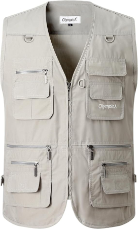 Geci si Veste dama - Vesta din denim, cu fermoar si buzunare pentru iesiri in natura, Crem 4XL