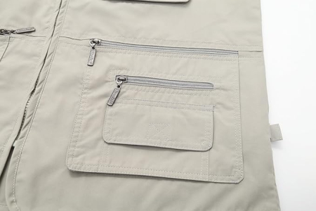 Vesta din denim, cu fermoar si buzunare pentru iesiri in natura, Crem 4XL [4]
