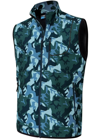 Geci si veste barbati - Vesta albastra camuflaj usoara, captusita, respirabila, cu buzunare laterale, 2XL
