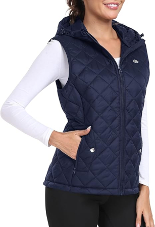 Geci si Veste dama - Vesta albastra usoara, captusita, respirabila, cu buzunare laterale si gluga, XL