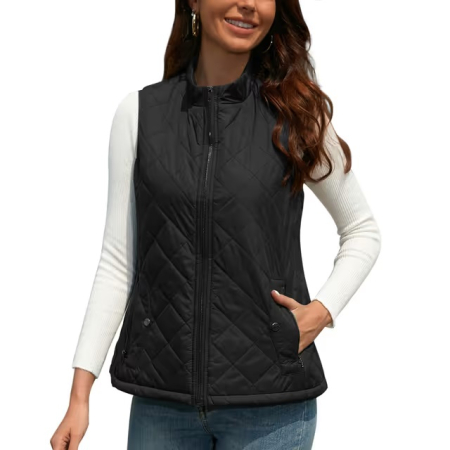 Geci si Veste dama - Vesta Neagra usoara, captusita, respirabila, cu buzunare laterale inclinate, S