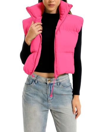 Geci si Veste dama - Vesta Roz usoara, captusita, respirabila, cu buzunare laterale M