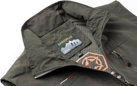 Vesta usoara, respirabila, cu fermoar si buzunare pentru iesiri in natura, verde M [2]