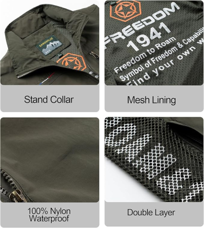 Vesta usoara, respirabila, cu fermoar si buzunare pentru iesiri in natura, verde M [5]