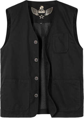 Geci si Veste dama - Vesta usoara, respirabila, cu nasturi si buzunare pentru iesiri in natura, negru 2XL