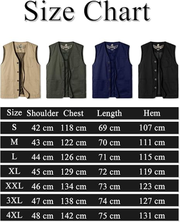 Vesta usoara, respirabila, cu nasturi si buzunare pentru iesiri in natura, negru 2XL [5]