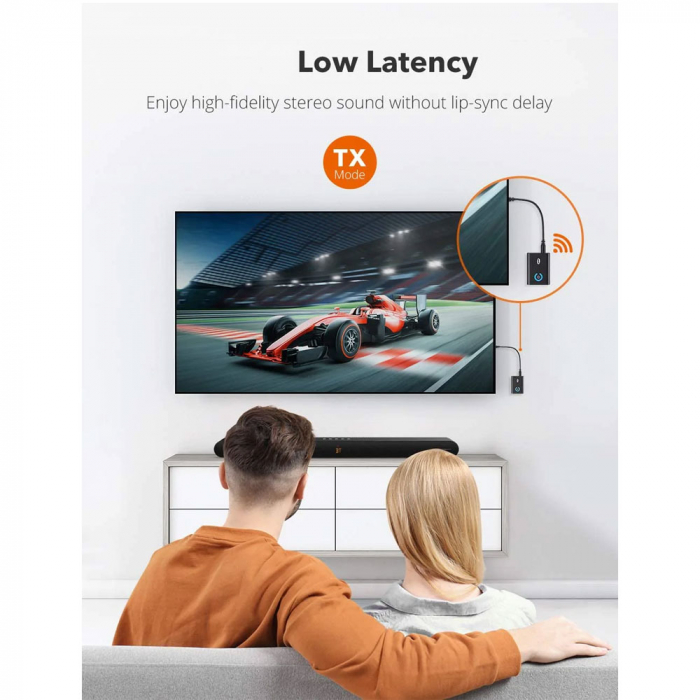 Adaptor Bluetooth Transmitator si Receptor Audio 2 in 1 TaoTronics TT-BA015, Bluetooth 5.0, conectare 2 casti simultan [2]