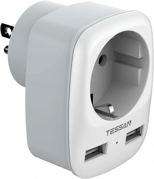 Adaptor Europe to USA Tessan TS-611, EU - US, 2xUSB - 2,4A, 10 A [1]