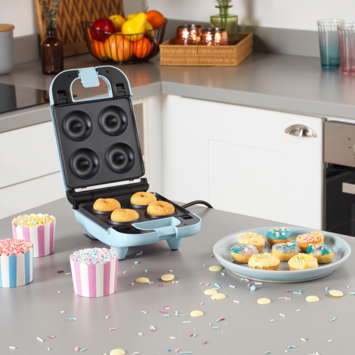 Aparat 3 in 1 Petra, vafe, briose, gogosi, placi antiaderente detasabile, 650W, albastru pastel [2]